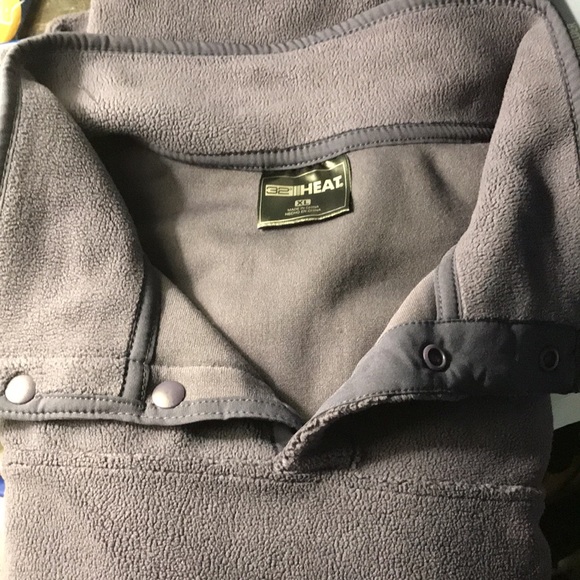 NEW 32 Degree Heat Gray Navy Sweater Size XL Snap-On Front Mock Neck Soft Fuzzy - Picture 14 of 16